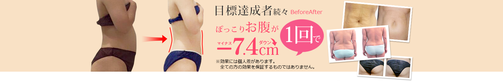 目標達成者続々ぽっこりお腹が1回でマイナス4cmダウン